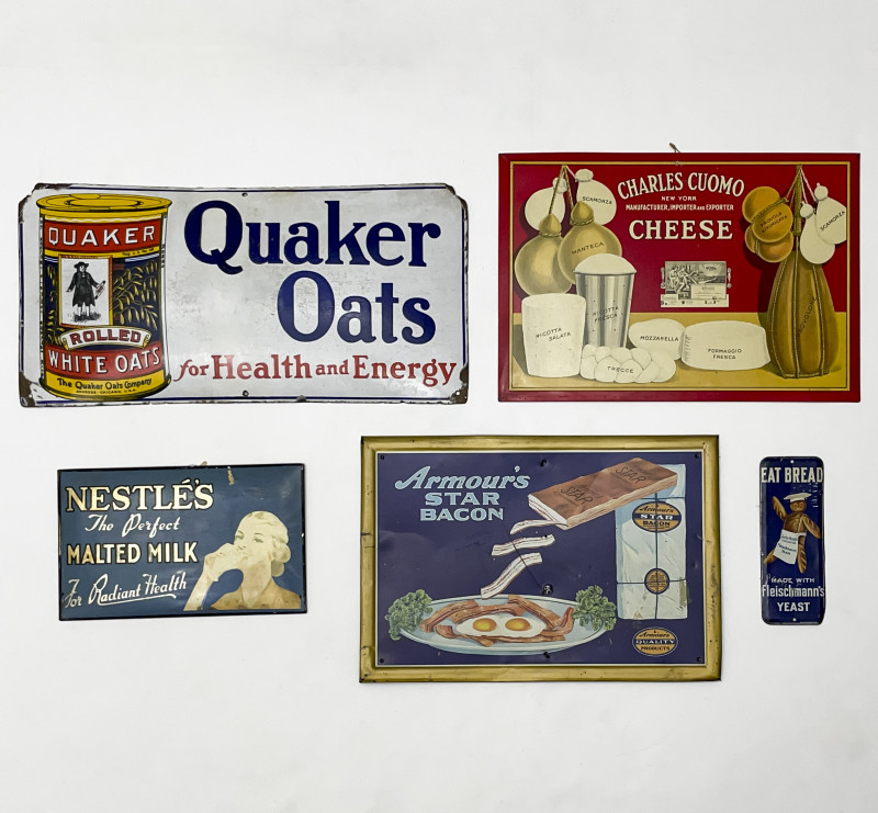 VINTAGE ENAMEL FOOD SIGNS GROUP 3c850e