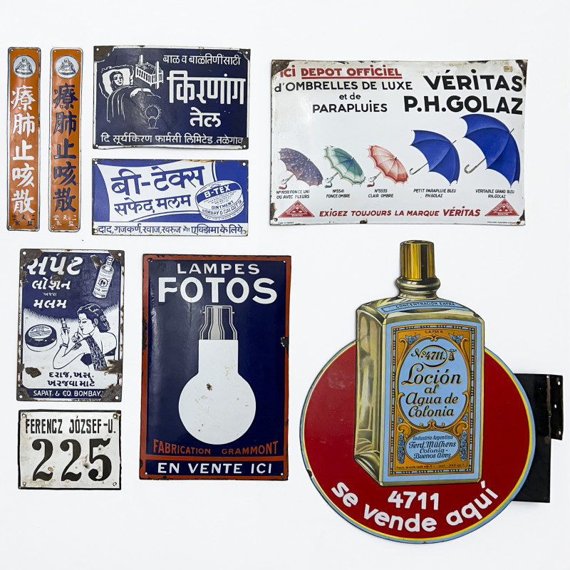 FOREIGN ENAMEL ADVERTISING SIGNS,