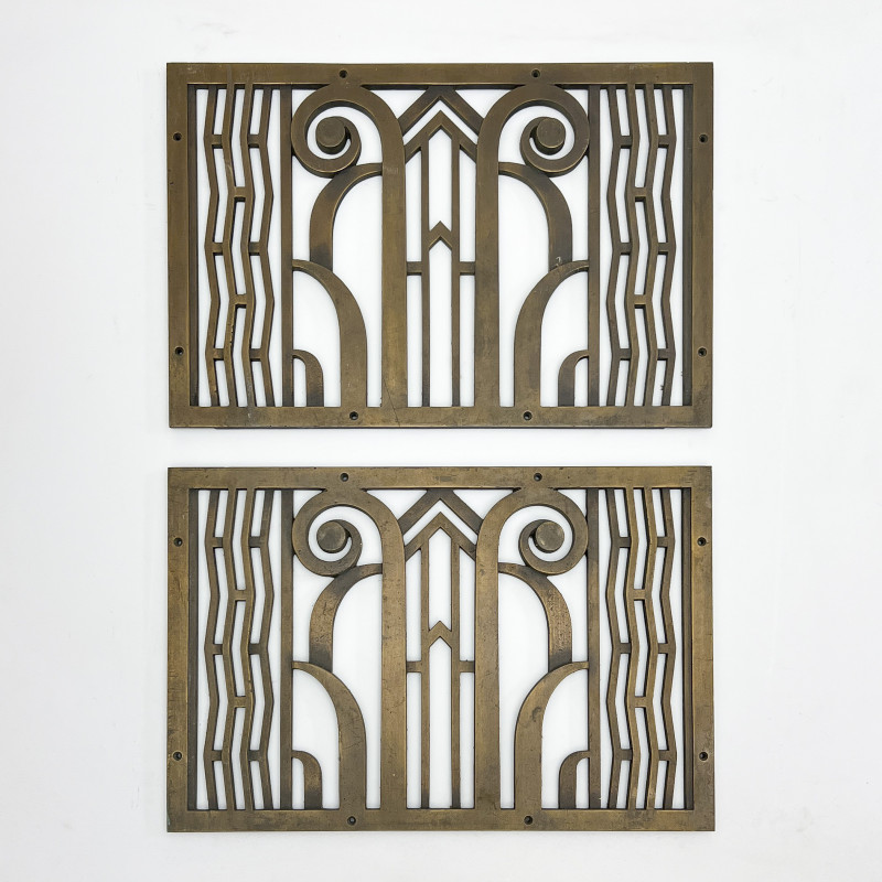 ART DECO BRONZE GRATES PAIReach  3c8539