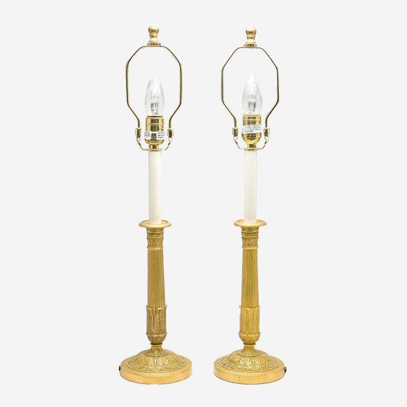 FRENCH DORE CANDLESTICK LAMPS,