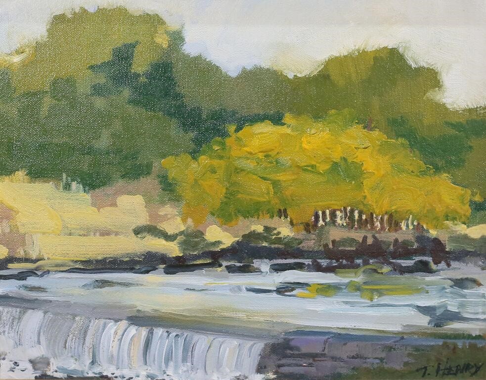 T. HENRY OIL ON CANVAS BUCKS COUNTY,