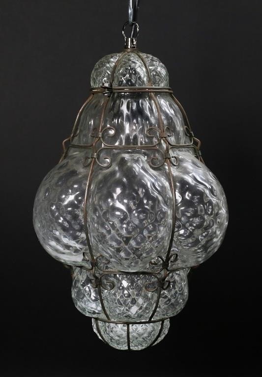 MURANO CAGED GLASS PENDANT LIGHTMurano