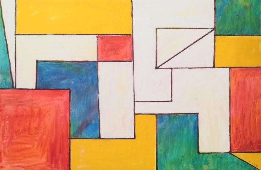 SIGNED NEWMAN MONDRIAN STYLE OIL 3c867d