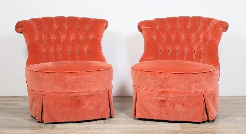 PAIR OF ART DECO STYLE VELVET LOUNGE