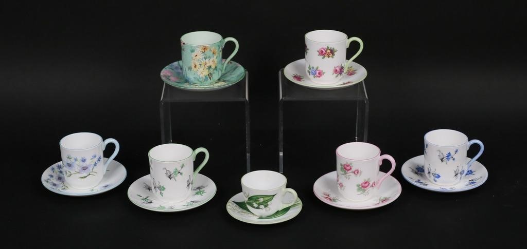 7 SHELLEY MINIATURE PORCELAIN CUPS