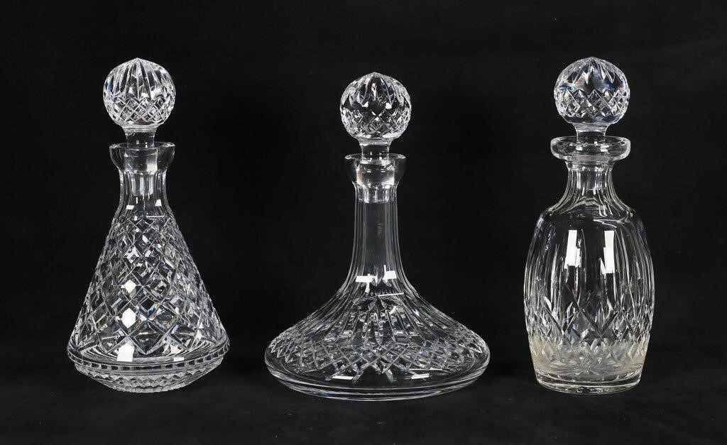 3 WATERFORD CRYSTAL DECANTERS3 Waterford