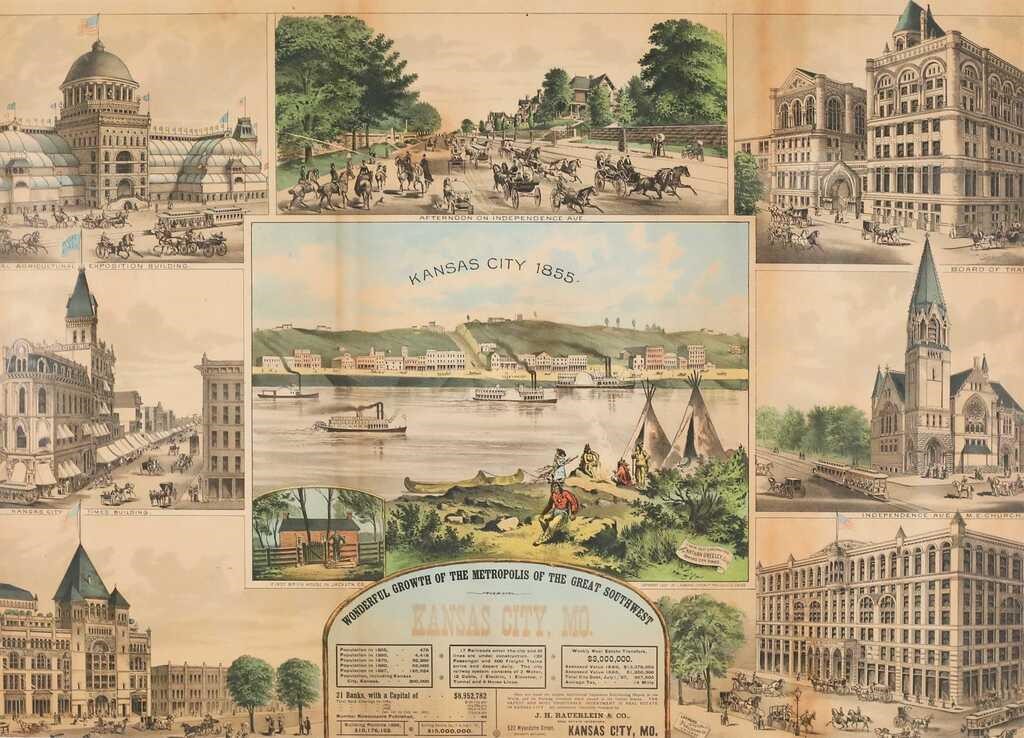 KANSAS CITY 1855 LITHOGRAPH LANWARD