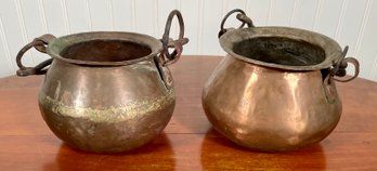 Two 19th C handmade copper pots 3c87cd
