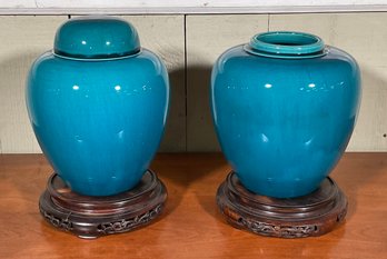 A pair of vintage Japanese turquoise