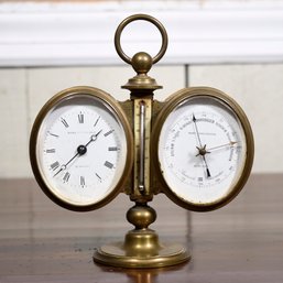 A German brass cased desk clock,