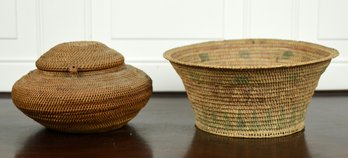 Two early 20th C woven baskets  3c88b8
