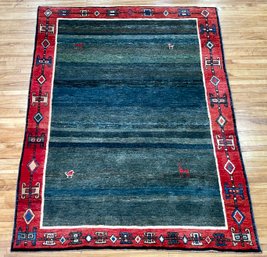 Vintage Oriental rug with blue 3c88e6