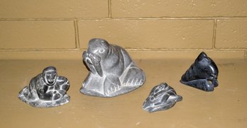 Four vintage Inuit stone carvings sculptures  3c88f5