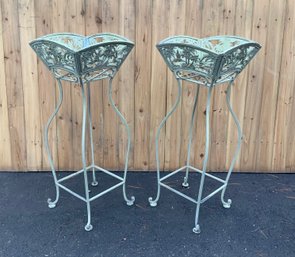 A pair of painted Art Nouveau aesthetic