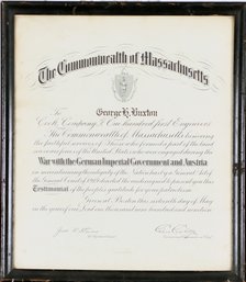 A 1919 document honoring the service