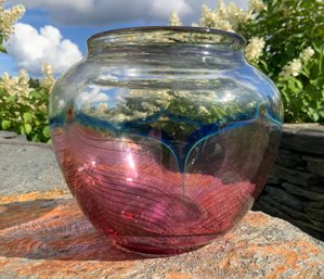 A colored art glass blown bowl,