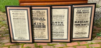 Four good antique theater broadside