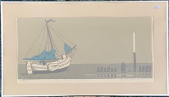 A vintage lithograph of a fishing 3c893b