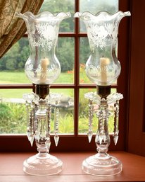 A pair of vintage crystal hurricane