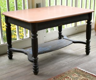 A vintage painted oak low table/