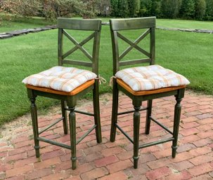 Two Pier 1 green stained wood counter/bar