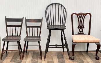 Four vintage chairs, including: