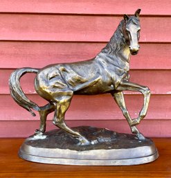 Vintage bronze sculpture of a prancing