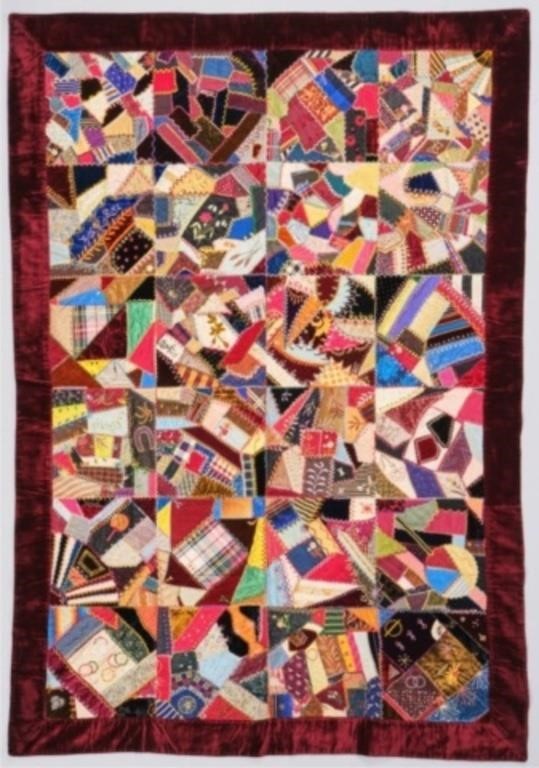 EXCEPTIONAL VICTORIAN CRAZY QUILTMade 3c8a60