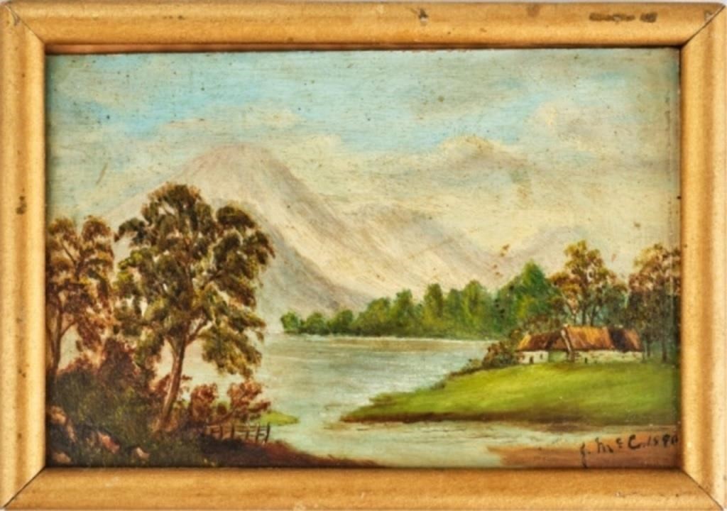 FOLK PAINTING OF LAKE CABINSA 3c8abc