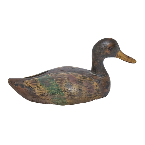 A painted wood duck decoy with 3c8ba0