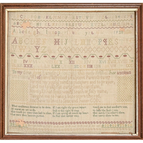 A George III linen sampler Harriet 3c8bd4