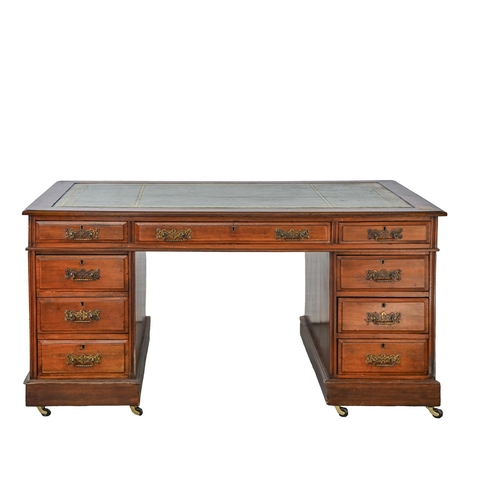 A mahogany pedestal desk, with