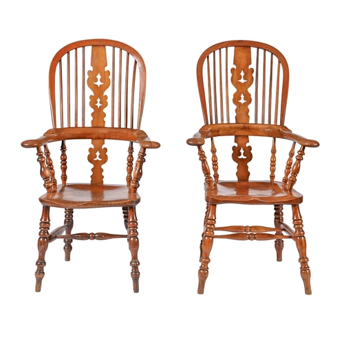 A pair of ash and fruitwood Victorian