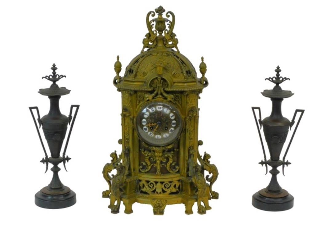 FRENCH VICTORIAN MANTEL CLOCK AND