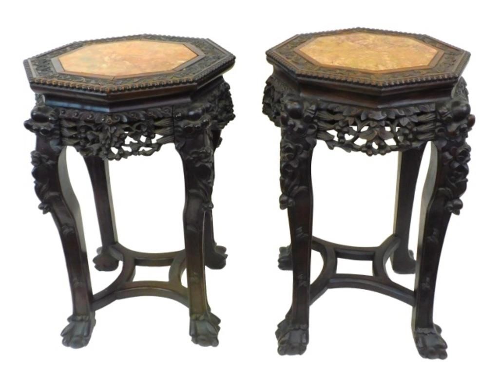 A NEAR PAIR OF CHINESE CARVED TEAK 3c8d00