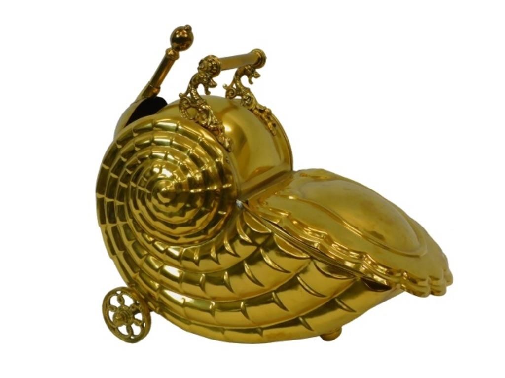 BRASS SHELL-FORM COAL SCUTTLE.