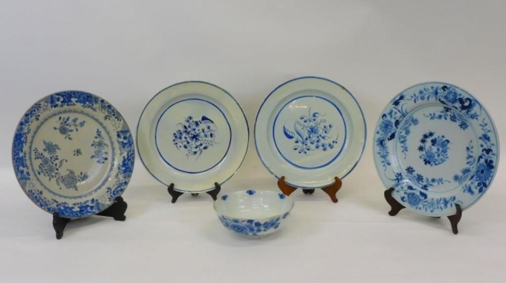  5 PIECES OF TIN GLAZED EARTHENWARE 3c8d12