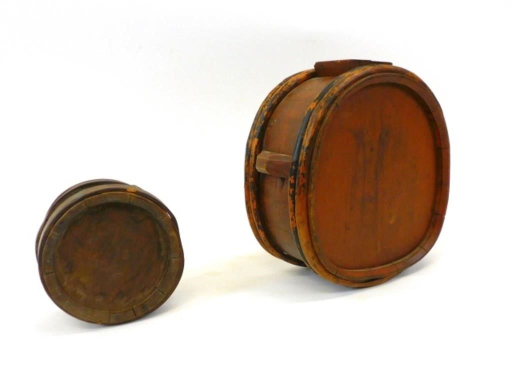 (2) WOODEN CANTEENS. 19TH-CENTURY.