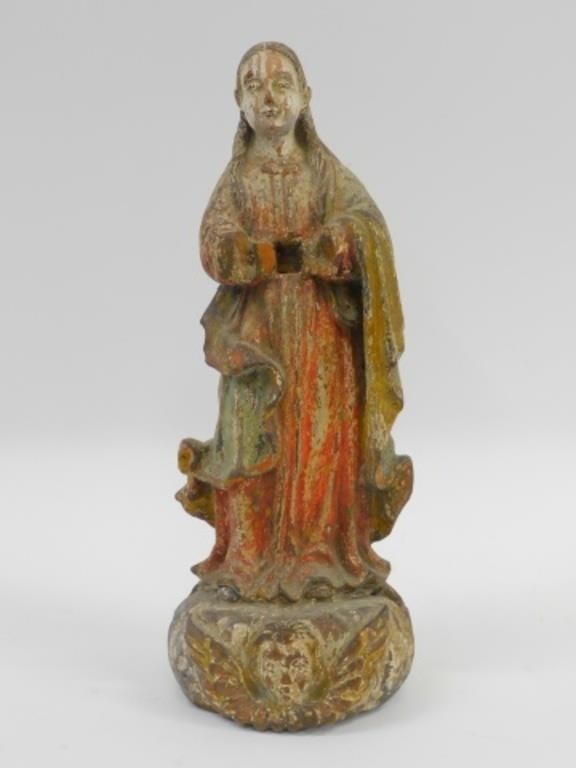 CARVED WOODEN SANTOS FIGURE, LATE