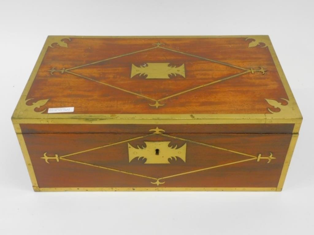 BRASS BOUND MAHOGANY WRITING DESK.18th/19th-century.