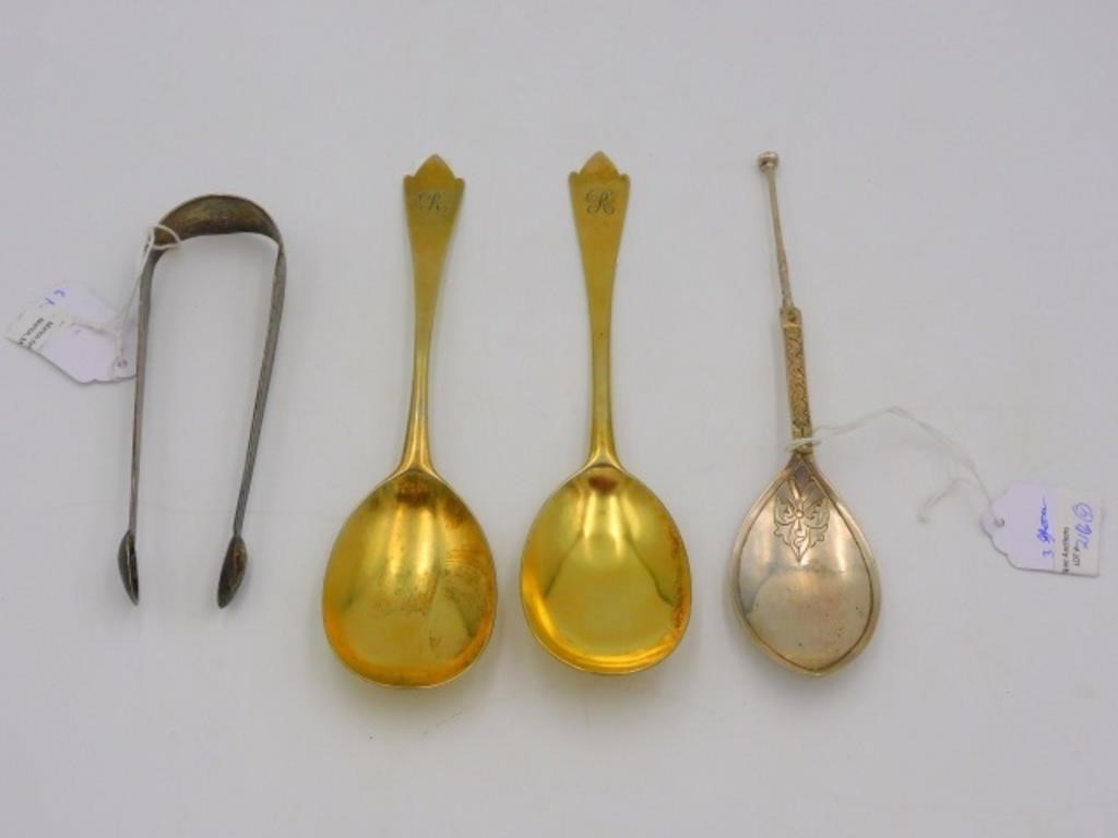 (4) EARLY SILVER ITEMS. 18TH CENTURY.