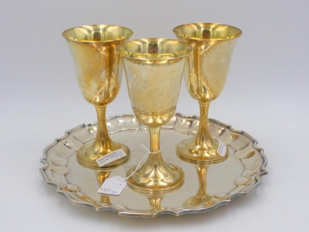  3 STERLING GOBLETS AND GEORGIAN 3c8db0
