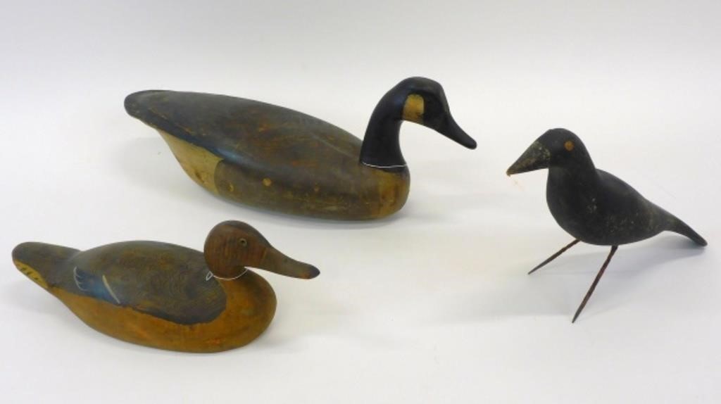 (3) CARVED DECOYS. CHARLES PERDEW