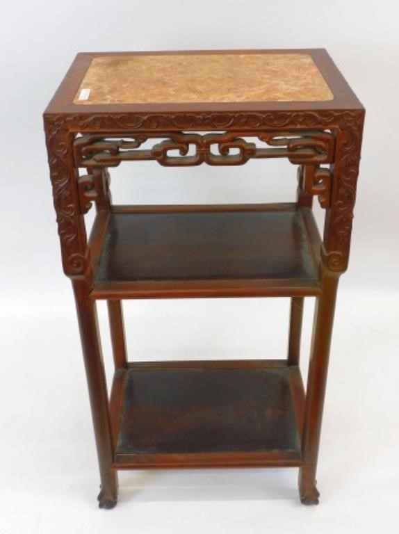TALL CARVED CHINESE ROSEWOOD STAND