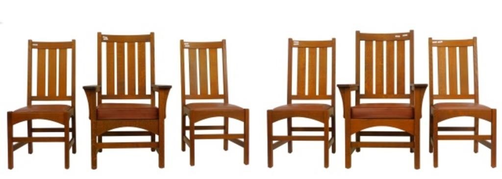 6 GUSTAV STICKLEY DINING CHAIRS BY WARREN