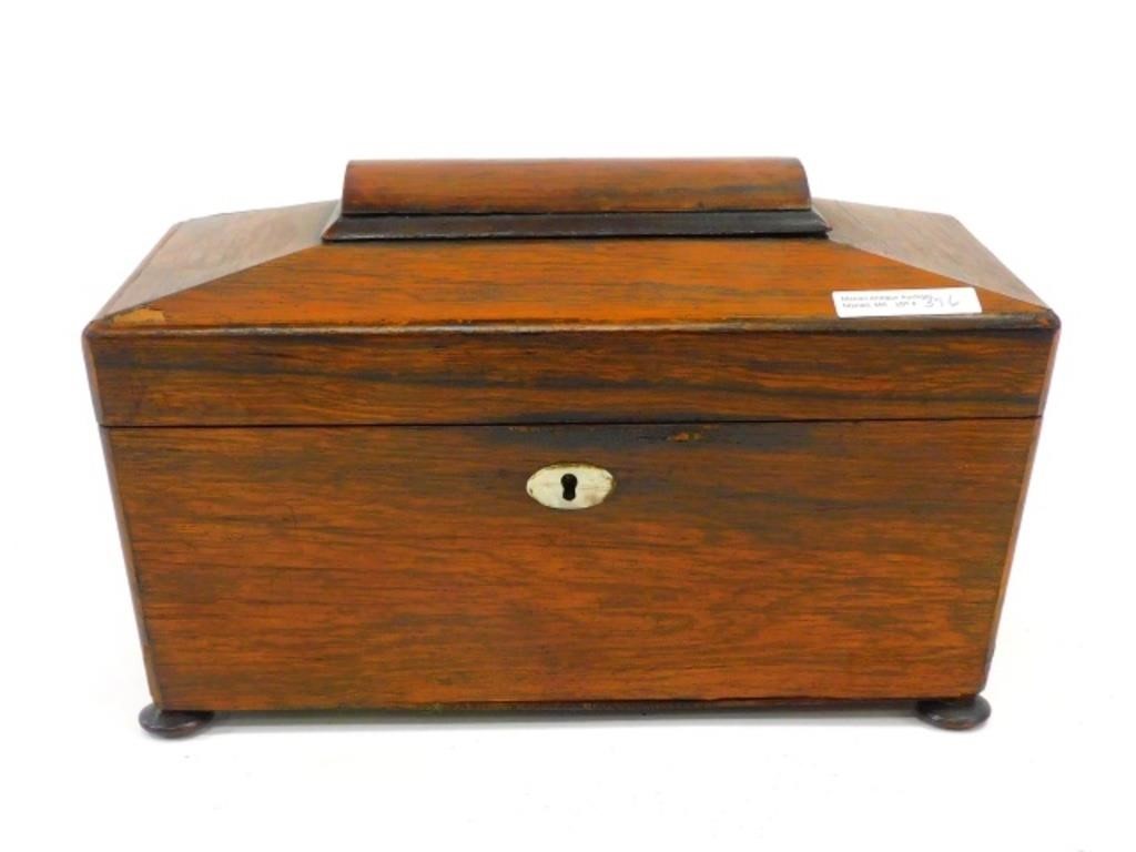 ROSEWOOD TEA CADDY. 19TH CENTURY.