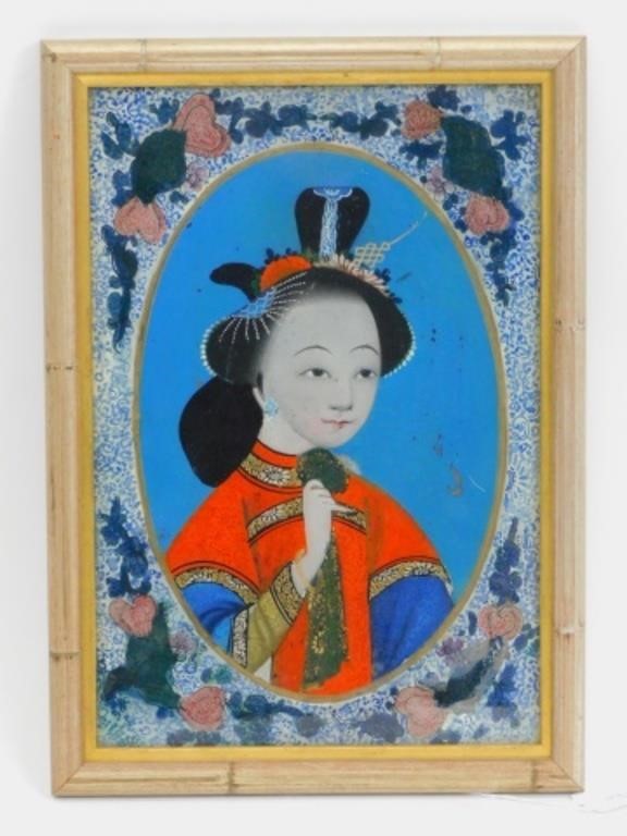 CHINESE REVERSE PAINTED PORTRAIT.