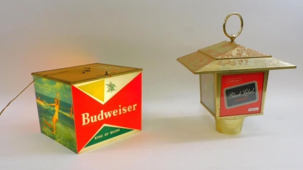 TWO VINTAGE HANGING ADVERTISING BEER