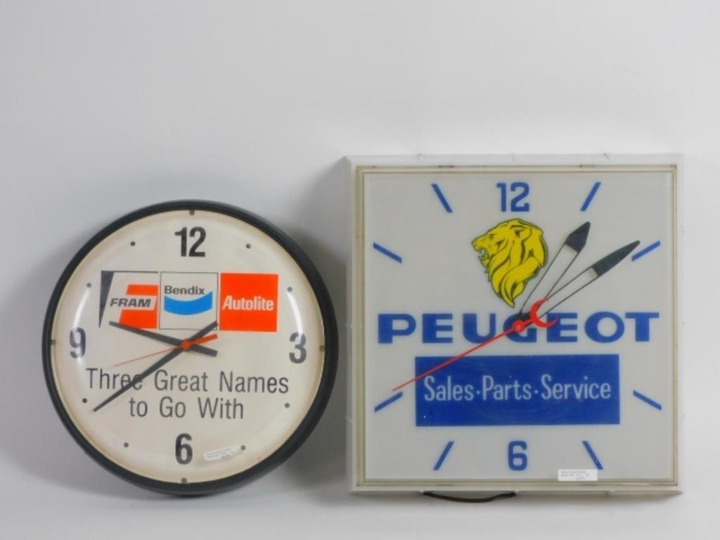 TWO VINTAGE ADVERTISING CLOCKS 3c8ea8