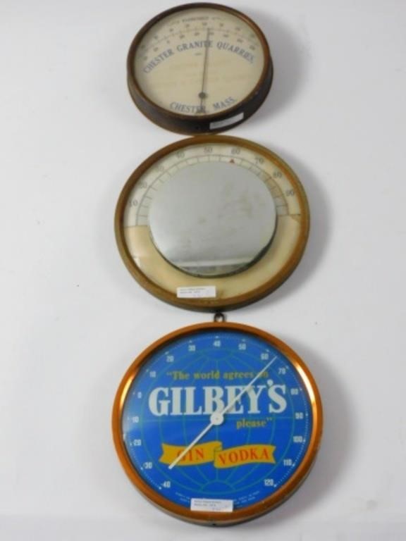 3 VINTAGE ADVERTISING THERMOMETERS TO